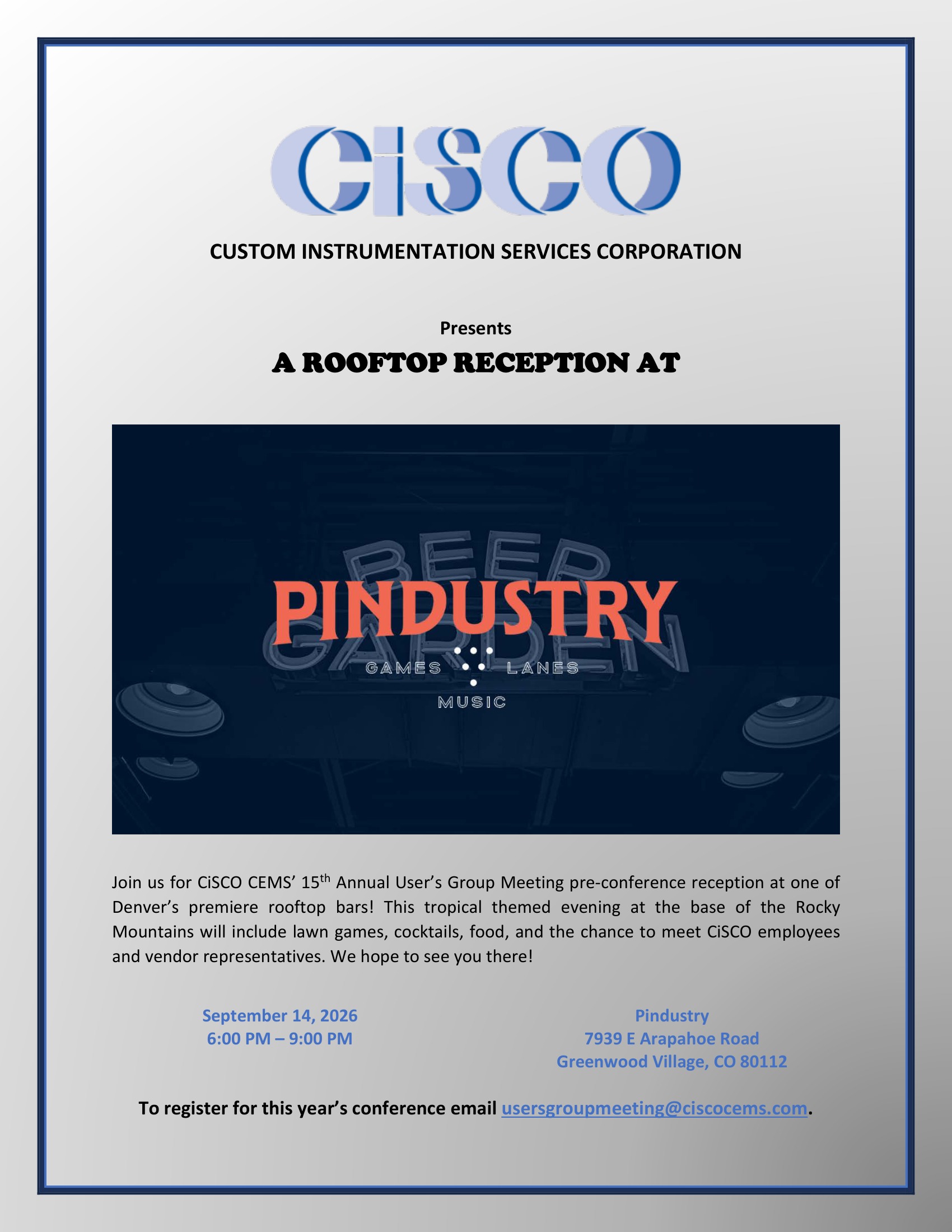 User's Group Meeting Reception 2026 flier