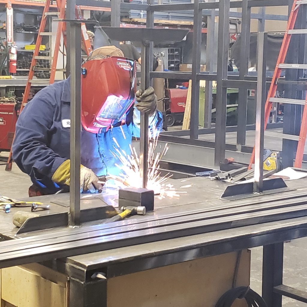 Shelter frame welding