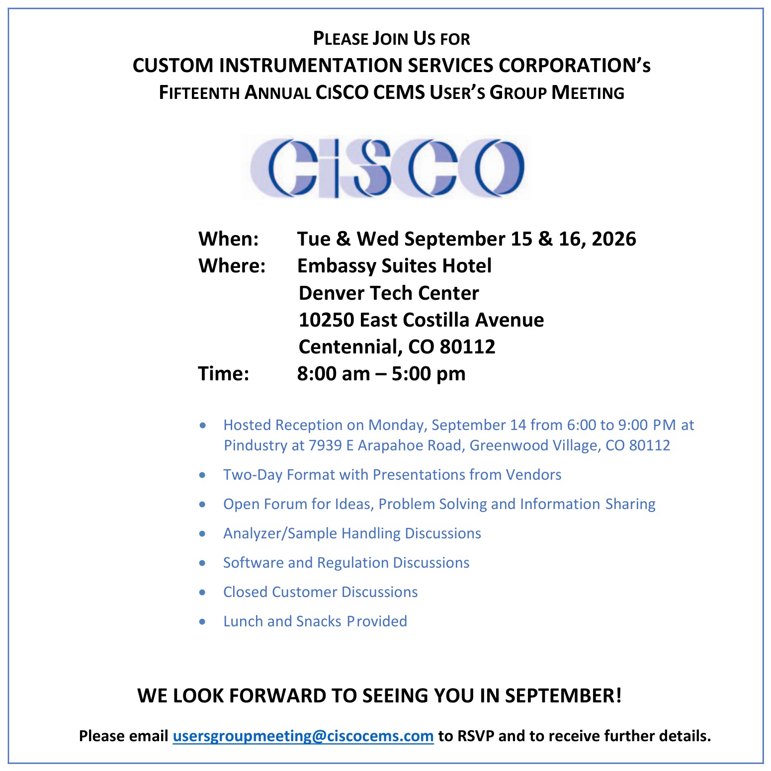 User's Group Meeting Announcement 2026