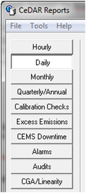CeDAR Daily Reports selection