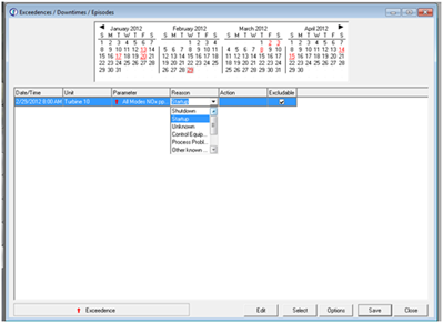 Reason dropdown selection